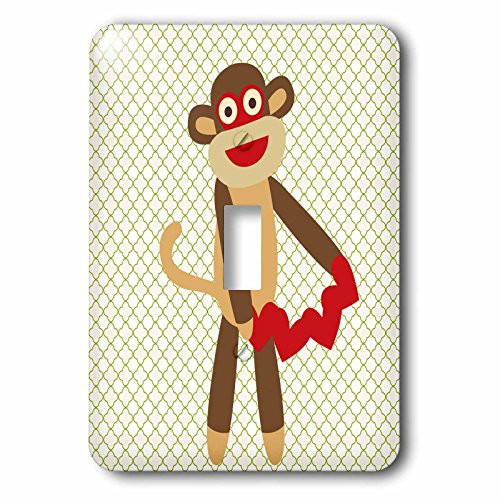 3dRose lsp635141 Cute Sock Monkey with Hearts Single Toggle Switch
