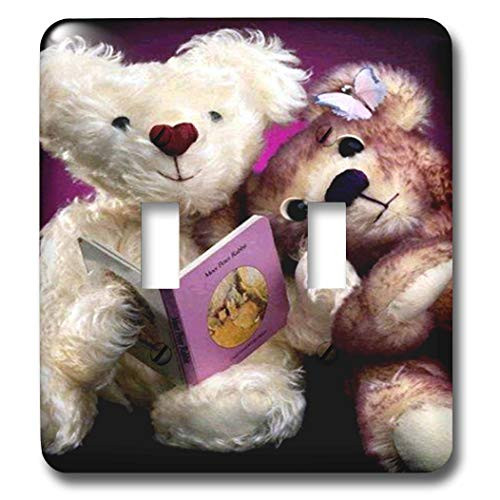 3dRose lsp5322 Teddy Bear reading Double Toggle Switch