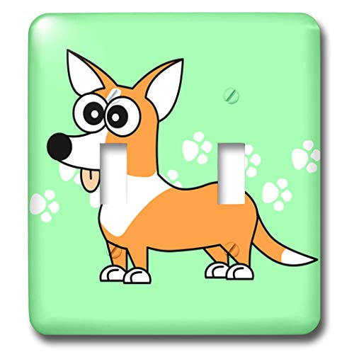 3dRose lsp61612 Tan Cardigan Corgi With Paw Prints Double Toggle Switch Multicolored