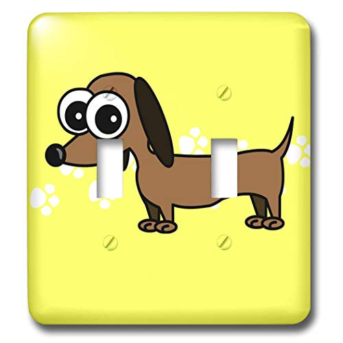 3dRose lsp63452 Brown Dachshund with Paw Prints Double Toggle Switch Multicolor