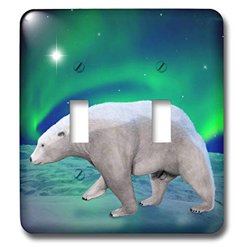 3dRose LLC lsp209032 Polar Bear Aurora Double Toggle Switch