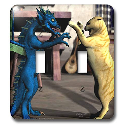 3dRose lsp231672 We Play Fantasy Dragon Cat Cute 3d Double Toggle Switch