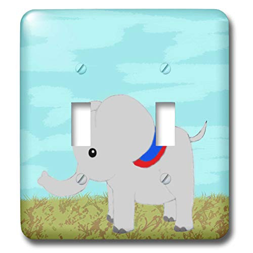 3dRose lsp246192 Cute Painted Baby Elephant Double Toggle Switch