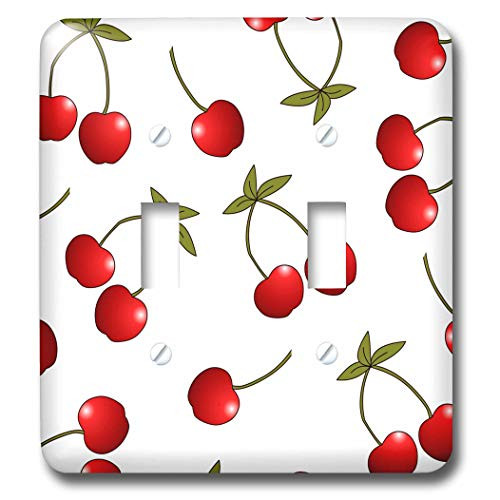 3dRose lsp247312 Print Juicy Cherries Toggle Switch Red White