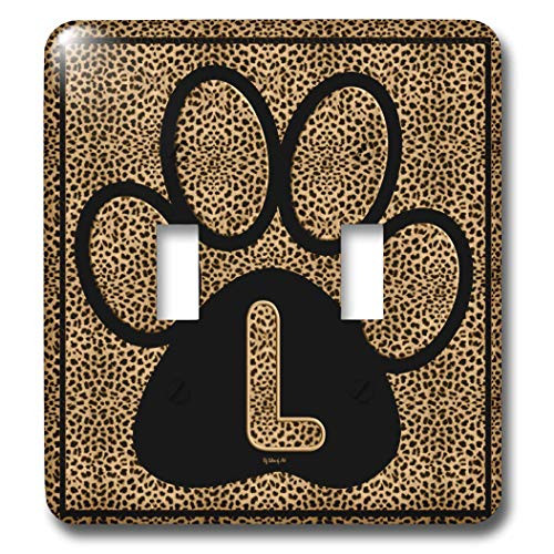 3dRose LLC lsp259452 Letter L Standard Cheetah Print Cat Paw Double Toggle Switch
