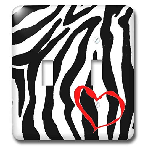 3dRose lsp260952 Heart Zebra Print Double Toggle Switch
