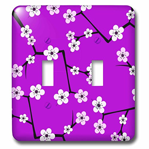 3dRose lsp586952 Bright Cherry Blossoms PrintPurple Double Toggle Switch