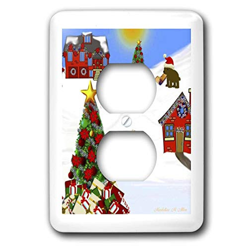 3dRose LLC lsp84226 Bear Fox in Santa Hats Christmas 2 Plug Outlet Cover