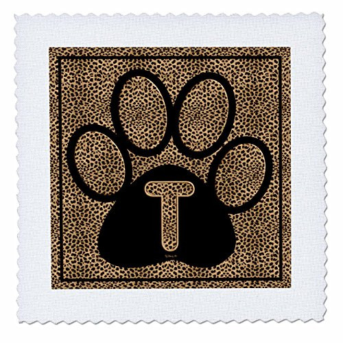 3dRose qs259531 Letter T Standard Cheetah Print Cat PawQuilt Square 10 by 10Inch 3dRose qs259531 Letter T Standard Cheetah Print Cat PawQuilt Square 10 by 10Inch