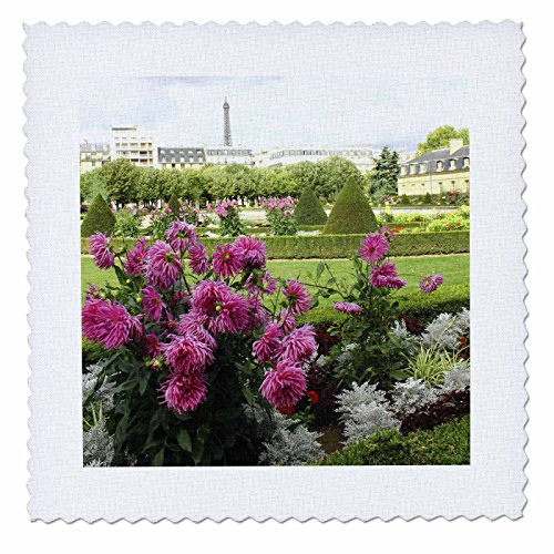 3dRose qs383061 The Breathtaking Gardens Near Les Invalides in Paris Being Watched Over by The Eiffel TowerQuilt Square 10 by 10Inch