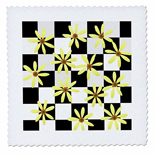 3dRose qs545301 Black Checkered Print with Yellow Flowers Floral Print Art Quilt Square 10 by 10Inch 3dRose qs545301 Black Checkered Print with Yellow Flowers Floral Print Art Quilt Square 10 by 10Inch