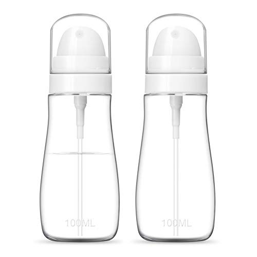 Spray Bottles Fine Mist Spray Bottle Empty Clear Spray Bottle Refillable Containers with Air Press Pump Travel Size Bottle for Liquid Cosmetic Water Perfume 2 Pack 34oz100ml