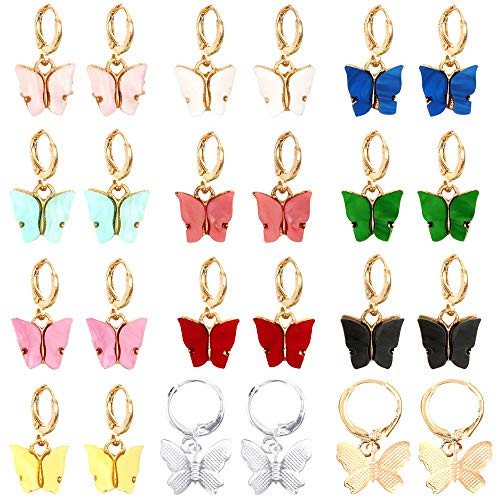 Sntieecr 12 Pairs Butterfly Earrings for Women Acrylic Colored Butterfly Drop Earrings Butterfly Hoop Dangle Earrings Women and Girls Fashion Jewelry Gift Set Sntieecr 12 Pairs Butterfly Earrings for Women Acrylic Colored Butterfly Drop Earrings Butterfly Hoop Dangle Earrings Women and Girls Fashion Jewelry Gift Set
