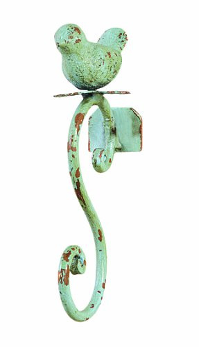 Creative Co-op Vintage Metal Bird Hook in Distressed Light Blue Finish