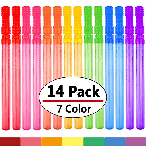 Bubble Wand, 14" Big Bubble Wand Set(14 Pack 7 Colour), Non-toxic Smelless Bubble Toy For Kids Child Birthday Party Favor Wedding Summer Outdoor Activity Bathroom Bath Toys, by MAPIXO Bubble Wand, 14" Big Bubble Wand Set(14 Pack 7 Colour), Non-toxic Smelless Bubble Toy For Kids Child Birthday Party Favor Wedding Summer Outdoor Activity Bathroom Bath Toys, by MAPIXO