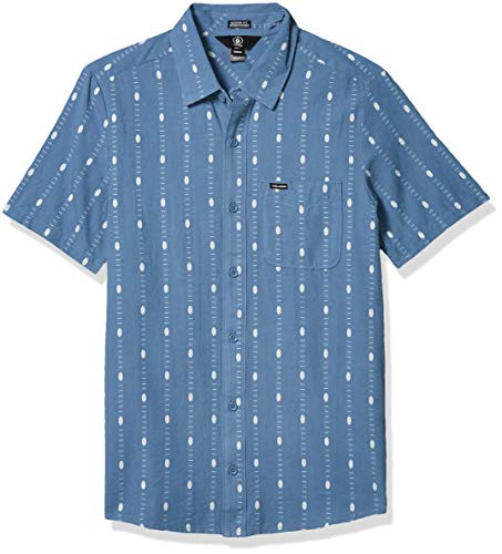 Volcom Mens Short Sleeve Button Down Shirt Blue Rinse XSmall