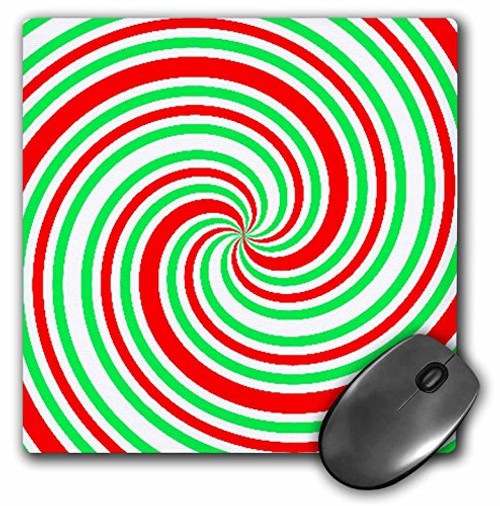 3dRose LLC 8 x 8 x 0.25 Inches Mouse Pad, Red n Green Spiral (mp_30684_1)
