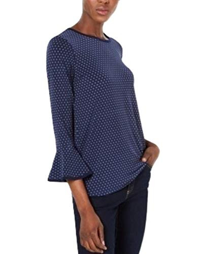 Michael Michael Kors DotPrint BellSleeve Top True NavyDark Chambray Size P