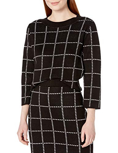 Calvin Klein Womens Crew Neck Sweater blackwhite windowpane XLarge