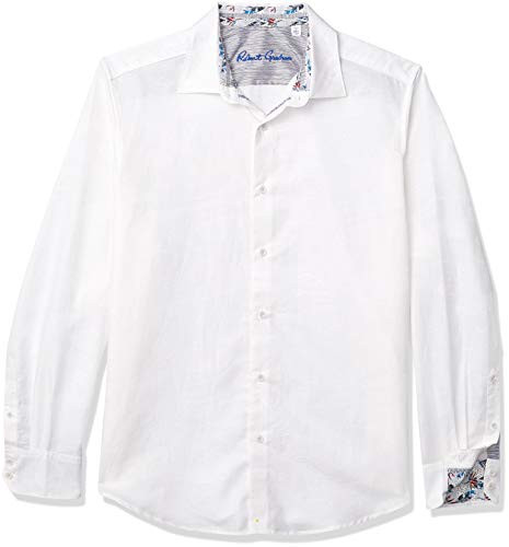 Robert Graham Mens LS Woven Shirt White Medium