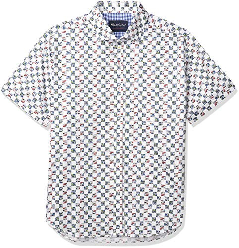 Robert Graham Mens SS Woven Shirt White Medium