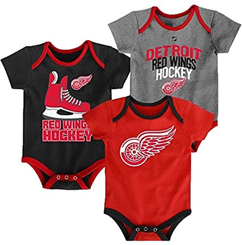 Outerstuff NHL Newborn Infants Hat Trick 3 Piece Creeper Bodysuit Set 18 Month Detroit Red Wings