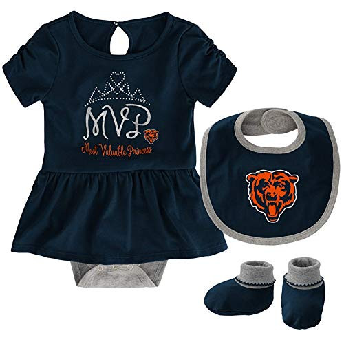 Outerstuff NFL Girls Newborn Infants MVP 3 Piece Creeper Bib and Booty Bodysuit Set  Chicago Bears 12 Months