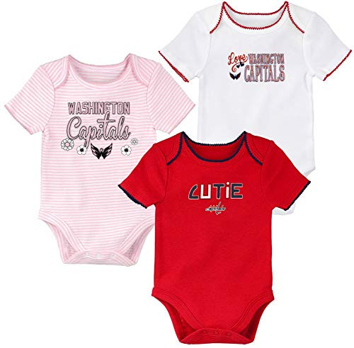 Outerstuff NHL Newborn Infants Girls 3rd Period 3 Piece Creeper Bodysuit Set Washington Capitals 36 Months
