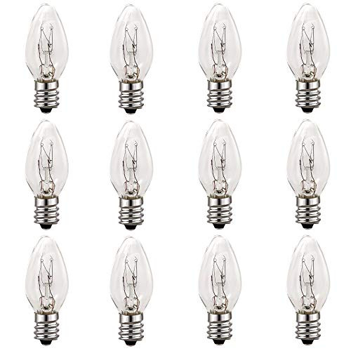 Salt Rock Lamp Bulb 12 Pack 15 Watt Light Bulbs for Himalayan Salt Lamps  Baskets Chandeliers Scentsy  Wax Warmers Night Lights E12 Candelabra Base Incandescent Bulbs Dimmable Warm White  C7