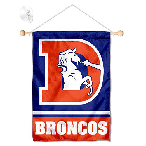 Denver Broncos Throwback Retro Banner Window Wall Hanging Flag with Suction Cup