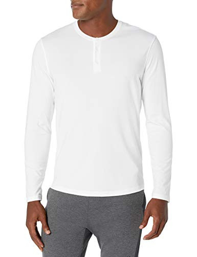 Amazon Brand  Peak Velocity Mens Pima Cotton Modal Long Sleeve Henley Shirt White Small
