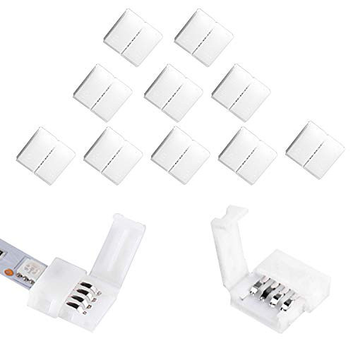 KULUNER 10Packs 4Pin RGB LED Light Strip Connectors 10mm Unwired Gapless Solderless Adapter Terminal Extension for SMD 5050 Multicolor LED Strip 10 Pack 4PIN RGB Connector KULUNER 10Packs 4Pin RGB LED Light Strip Connectors 10mm Unwired Gapless Solderless Adapter Terminal Extension for SMD 5050 Multicolor LED Strip 10 Pack 4PIN RGB Connector