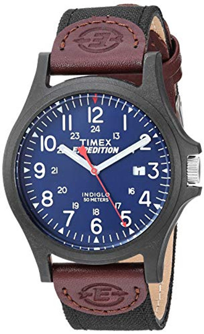 Timex Mens TWF3C8410 Expedition Acadia BlackBrownBlue LeatherNylon Strap Watch Timex Mens TWF3C8410 Expedition Acadia BlackBrownBlue LeatherNylon Strap Watch