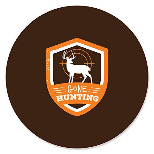 Gone Hunting  Deer Hunting Camo Baby Shower or Birthday Party Circle Sticker Labels  24 Count