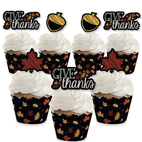 Big Dot of Happiness Give Thanks Cupcake Decoration Thanksgiving Party Cupcake Wrappers and Treat Picks Kit Set of 24 Big Dot of Happiness Give Thanks Cupcake Decoration Thanksgiving Party Cupcake Wrappers and Treat Picks Kit Set of 24