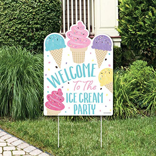 Big Dot of Happiness Scoop Up The Fun  Ice Cream  Party Decorations  Sprinkles Party Welcome Yard Sign