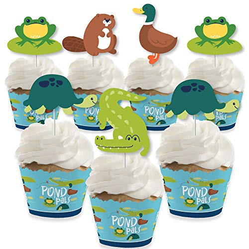 Big Dot of Happiness Pond Pals Cupcake Decoration Frog Alligator Turtle Beaver and Duck Birthday Party or Baby Shower Cupcake Wrappers and Treat Picks Kit Set of 24 Big Dot of Happiness Pond Pals Cupcake Decoration Frog Alligator Turtle Beaver and Duck Birthday Party or Baby Shower Cupcake Wrappers and Treat Picks Kit Set of 24
