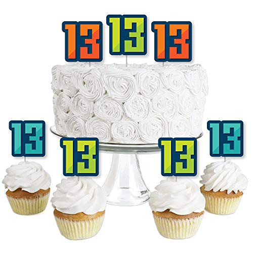 Big Dot of Happiness Boy 13th Birthday  Dessert Cupcake Toppers  Official Teenager Birthday Party Clear Treat Picks  Set of 24 Big Dot of Happiness Boy 13th Birthday  Dessert Cupcake Toppers  Official Teenager Birthday Party Clear Treat Picks  Set of 24