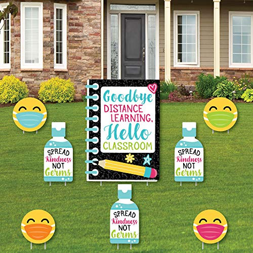 Big Dot of Happiness Goodbye Distance Learning  Yard Sign and Outdoor Lawn Decorations  Back to School Classroom Yard Signs  Set of 8