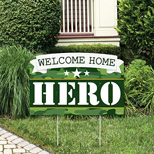 Big Dot of Happiness Welcome Home Hero  Military Army Homecoming Yard Sign Lawn Decorations  Party Yardy Sign