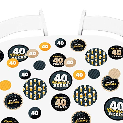Big Dot of Happiness Cheers and Beers to 40 Years  40th Birthday Party Giant Circle Confetti  Party Decorations  Large Confetti 27 Count