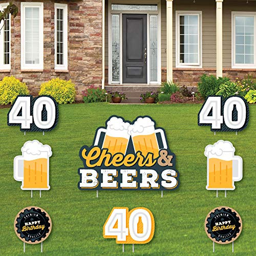 Big Dot of Happiness Cheers and Beers to 40 Years Yard Sign and Outdoor Lawn Decorations 40th Birthday Party Yard Signs Set of 8 Big Dot of Happiness Cheers and Beers to 40 Years Yard Sign and Outdoor Lawn Decorations 40th Birthday Party Yard Signs Set of 8
