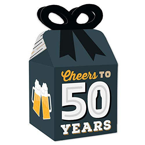 Big Dot of Happiness Cheers and Beers to 50 Years  Square Favor Gift Boxes  50th Birthday Party Bow Boxes  Set of 12 Big Dot of Happiness Cheers and Beers to 50 Years  Square Favor Gift Boxes  50th Birthday Party Bow Boxes  Set of 12