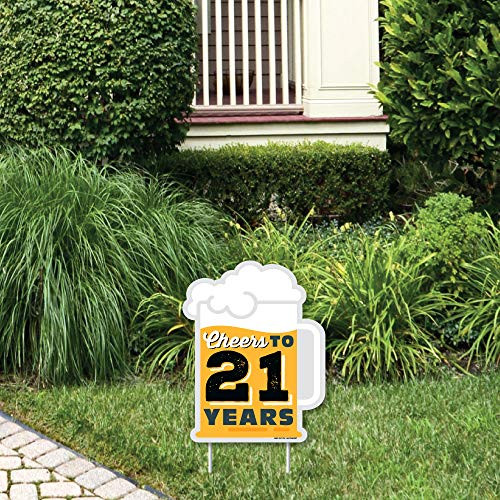 Big Dot of Happiness Cheers and Beers to 21 Years Outdoor Lawn Sign 21st Birthday Party Yard Sign 1 Piece Big Dot of Happiness Cheers and Beers to 21 Years Outdoor Lawn Sign 21st Birthday Party Yard Sign 1 Piece