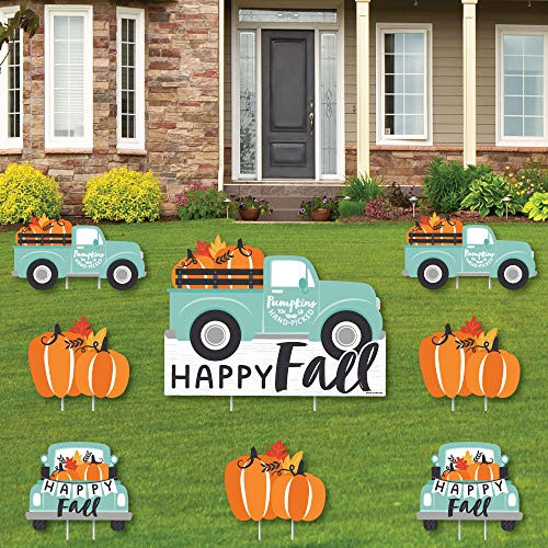 Big Dot of Happiness Happy Fall Truck Yard Sign and Outdoor Lawn Decorations Harvest Pumpkin Party Yard Signs Set of 8 Big Dot of Happiness Happy Fall Truck Yard Sign and Outdoor Lawn Decorations Harvest Pumpkin Party Yard Signs Set of 8