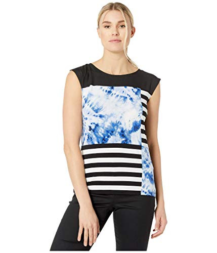 Calvin Klein Sleeveless Print Block Top Soft White Combo LG US 12