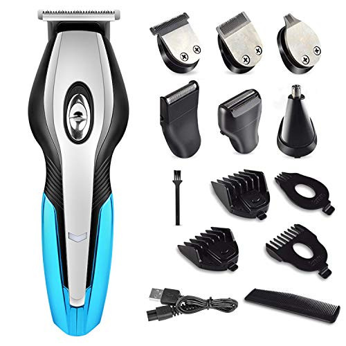 Beard TrimmerMens Hair Clipper Mustache Trimmer Shaver Body Groomer Trimmer  Nose Trimmer Electric Razor Professional 6 in 1 Waterproof Cordless Hair Clippers Grooming Kit