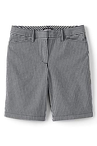 Lands End Women s Mid Rise 10 Inch Chino Bermuda Shorts WhiteBlack Check Petite 4