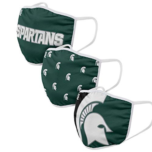 FOCO Michigan State Spartans NCAA Face Cover  Adult  3 Pack Team Logo FACECOVERNCAA