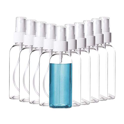 10pcs travel samll Spray Bottles  2oz Fine Mist Clear with Pump Spray Cap Refillable Empty Plastic Bottles 10pack of 2oz